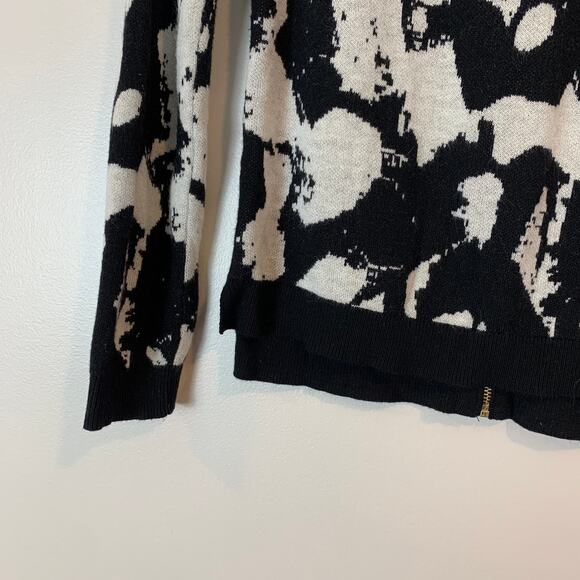 H&M Black White Full Back Zipper Sweater Abstract Paintbrush XS Extra Small - Picture 5 of 8